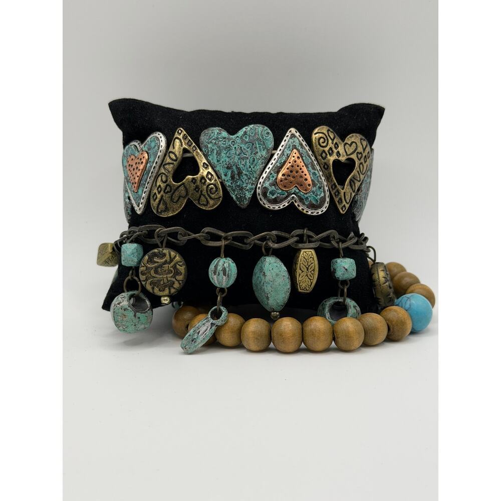 Boho Heart Bracelet Stack | 3pc Set
